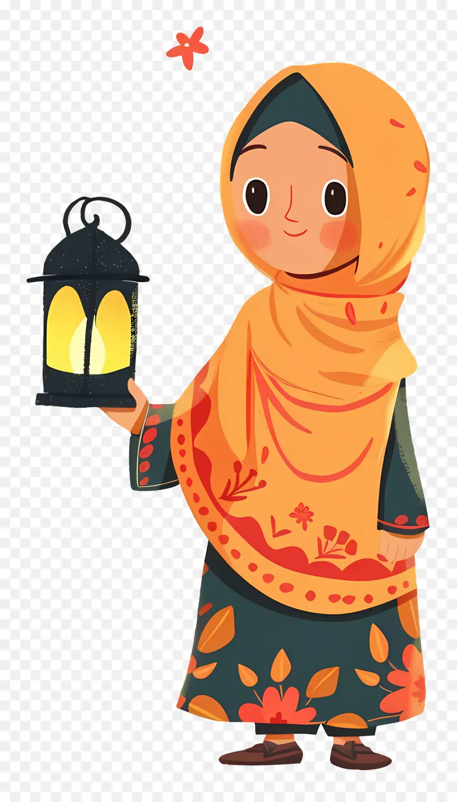 Fille Hijab Tenant Une Lanterne，Fille Avec Lanterne PNG