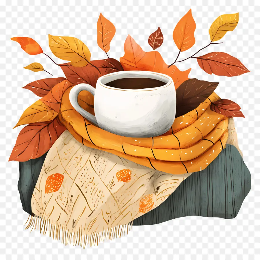 Automne Douillet，Café Et écharpe PNG