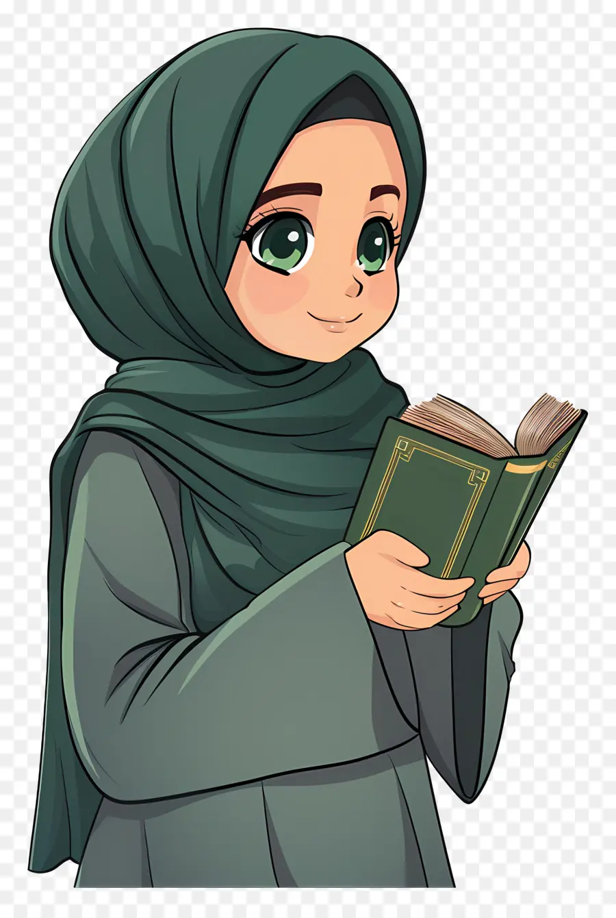 Fille Hijab Tenant Un Livre，Fille Lisant PNG