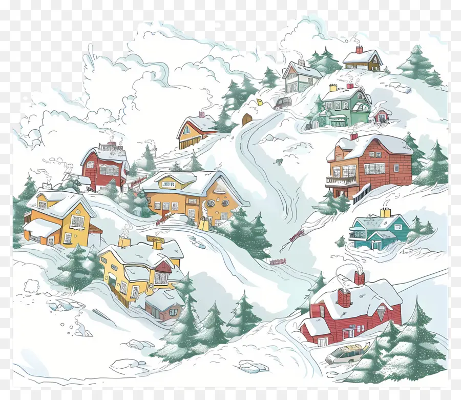 Ville Couverte Par Les Avalanches，Village Enneigé PNG