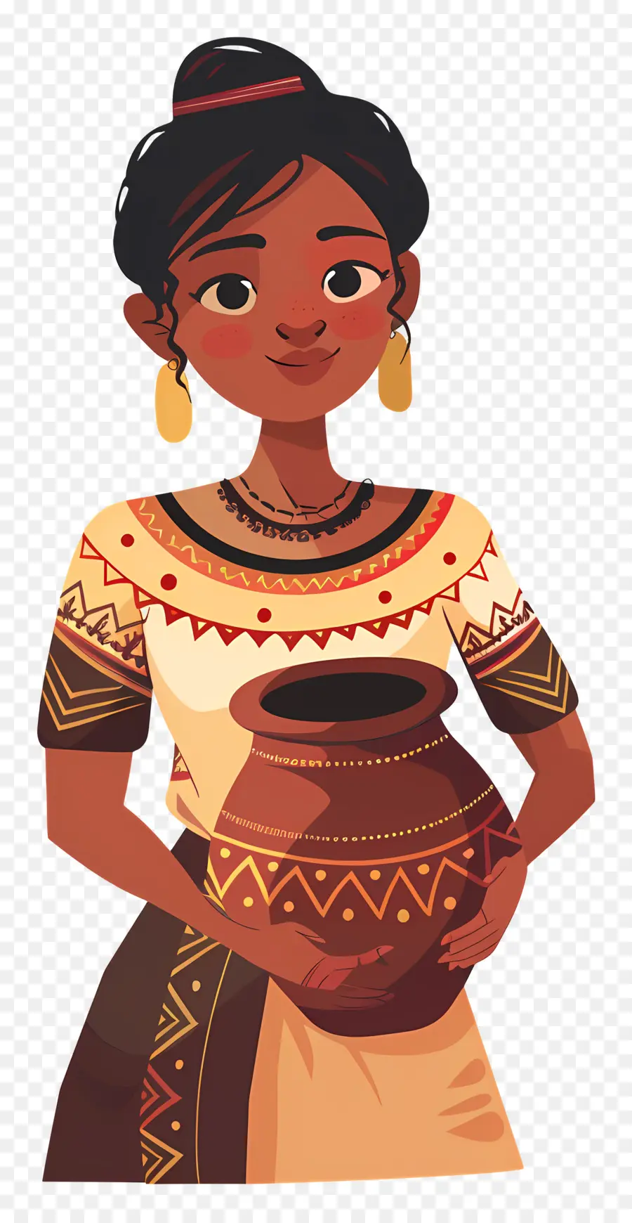 Femme Autochtone Africaine，Femme Avec Pot PNG