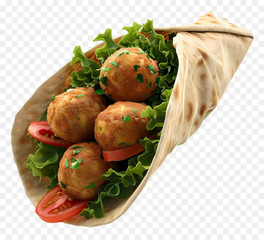 Roulé Aux Falafels，Wrap Aux Falafels PNG