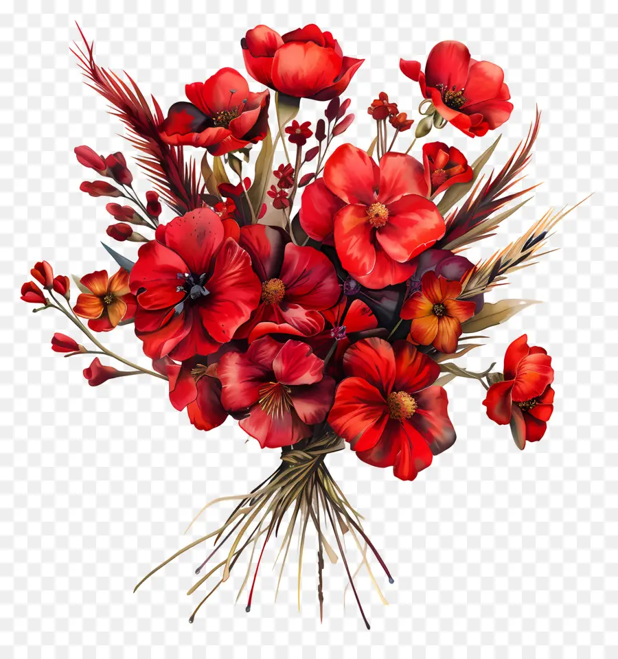 Bouquet De Fleurs，Fleurs Rouges PNG