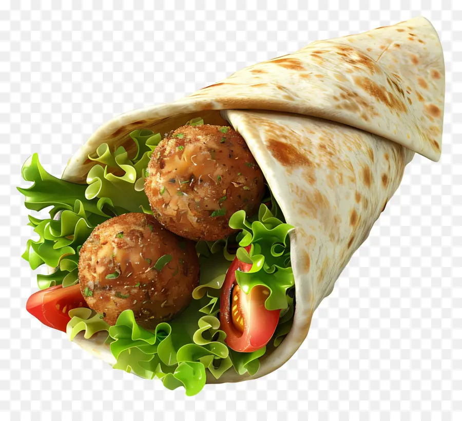 Roulé Aux Falafels，Wrap Aux Falafels PNG