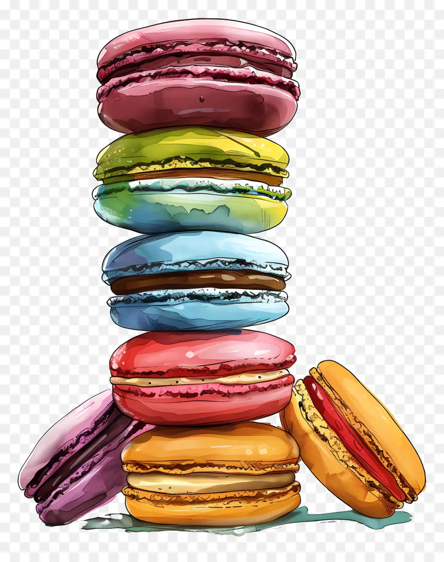 Pile De Macarons，Macarons Colorés PNG