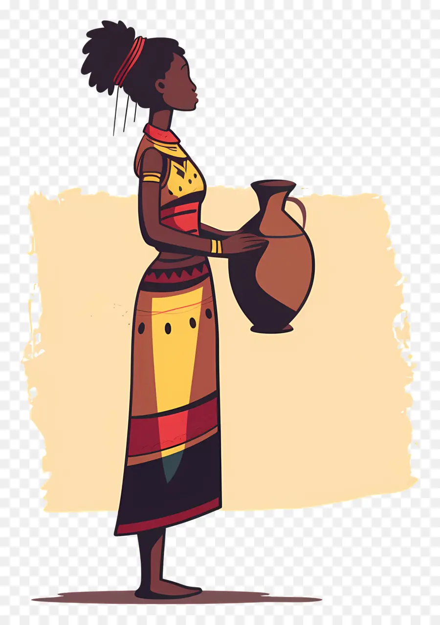 Femme Autochtone Africaine，Femme Avec Pot PNG