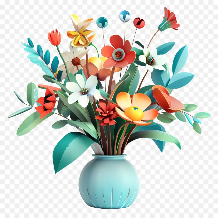 Fleurs Dans Un Vase，Bouquet De Fleurs PNG