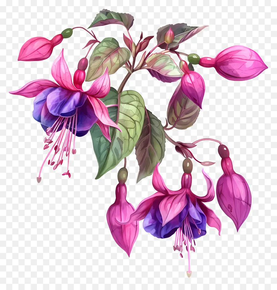 Fleurs Fuchsia，Fleurs Roses PNG