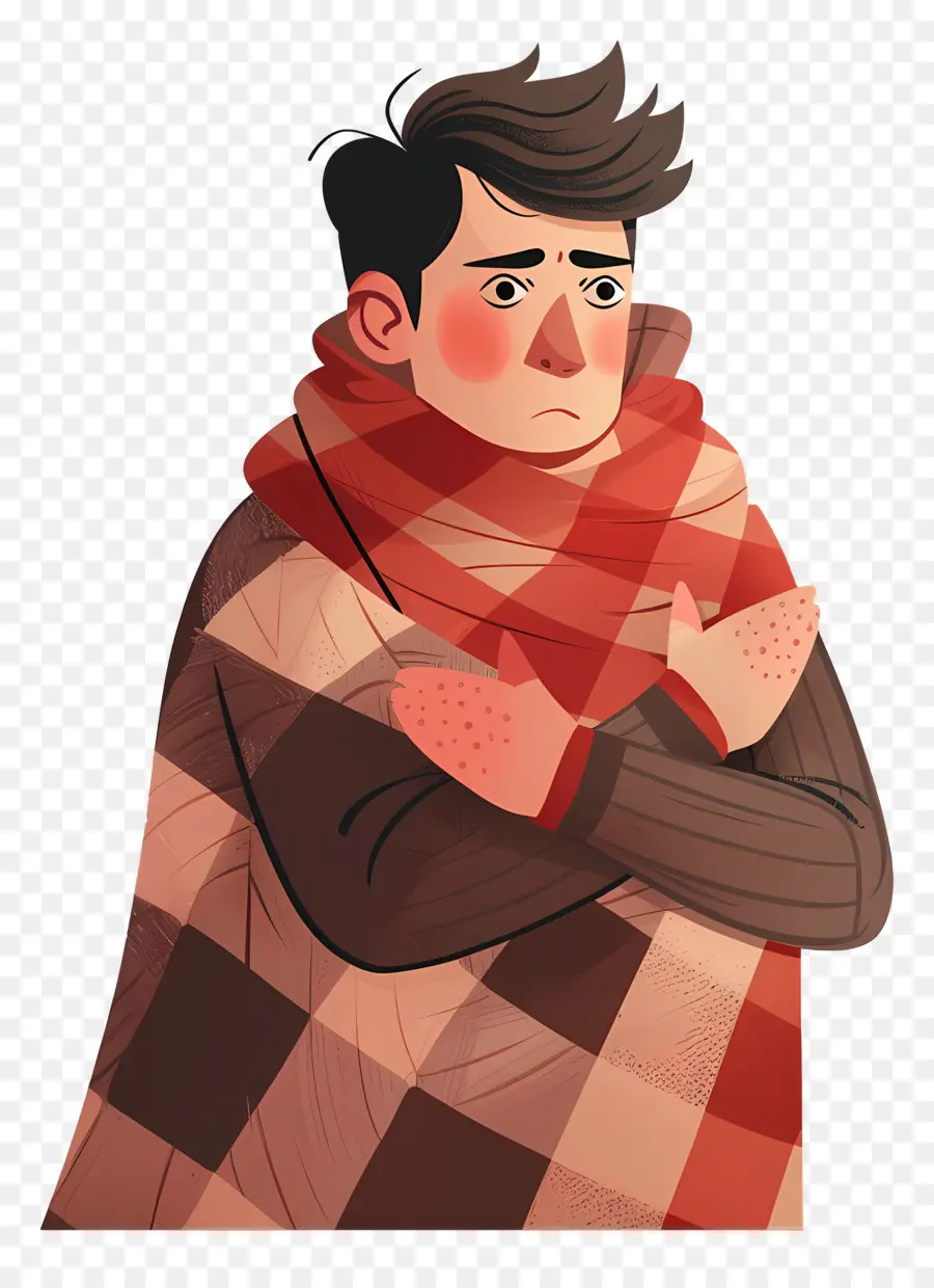 Garçon Dans Une Couverture，Homme Froid PNG