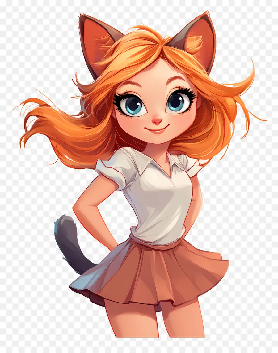 Fille Chat，Félin PNG