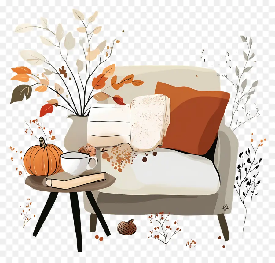 Automne Douillet，Canapé Confortable PNG