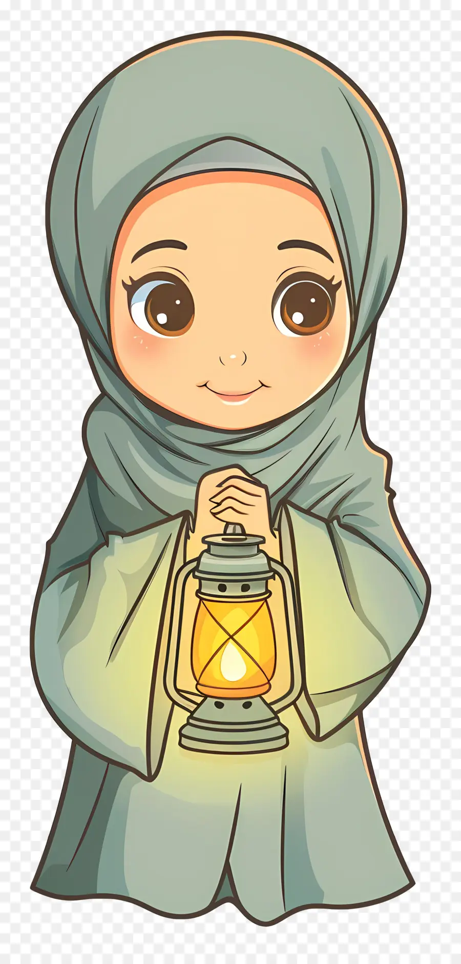 Fille Hijab Tenant Une Lanterne，Fille Avec Lanterne PNG