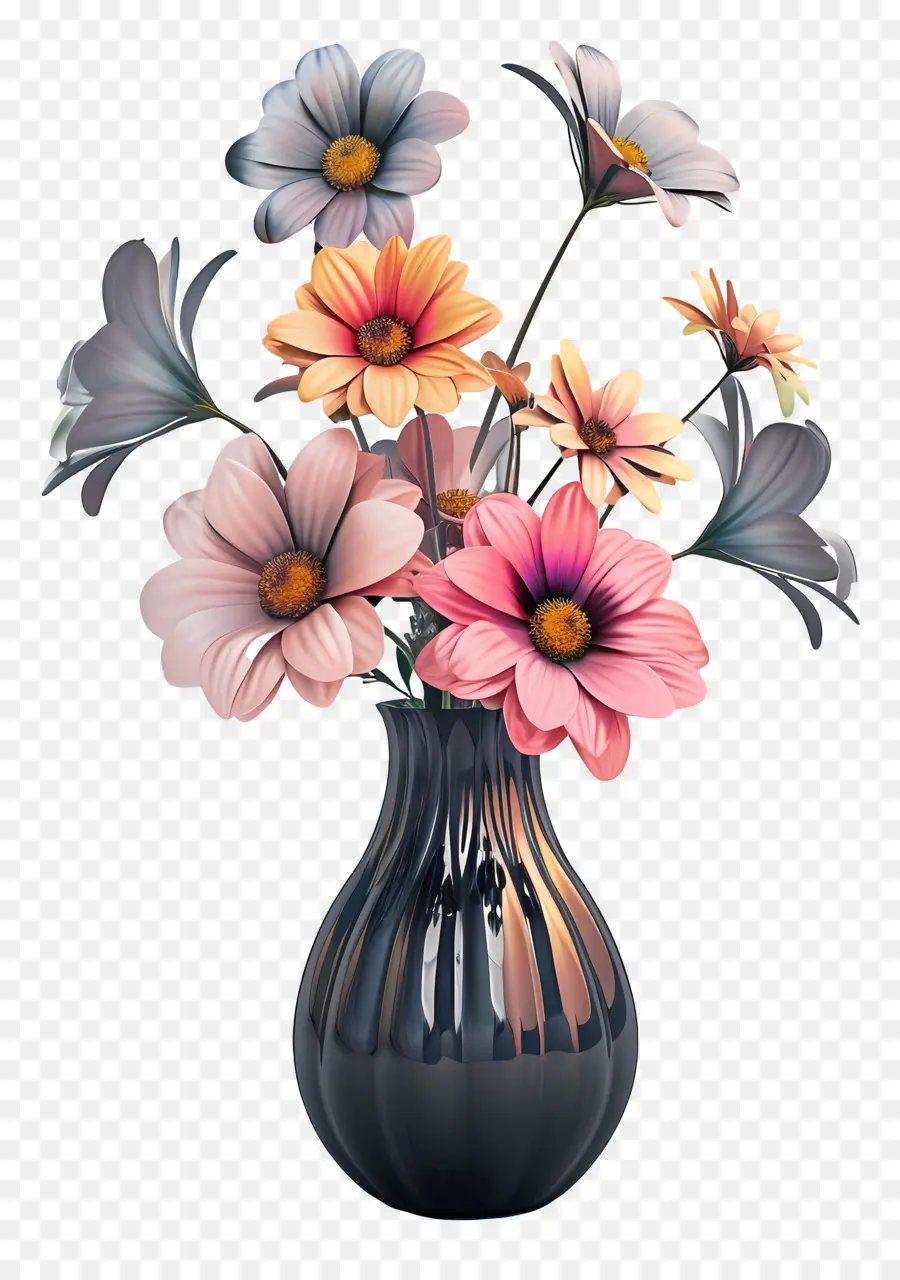 Fleurs Dans Un Vase，Fleurs Roses PNG