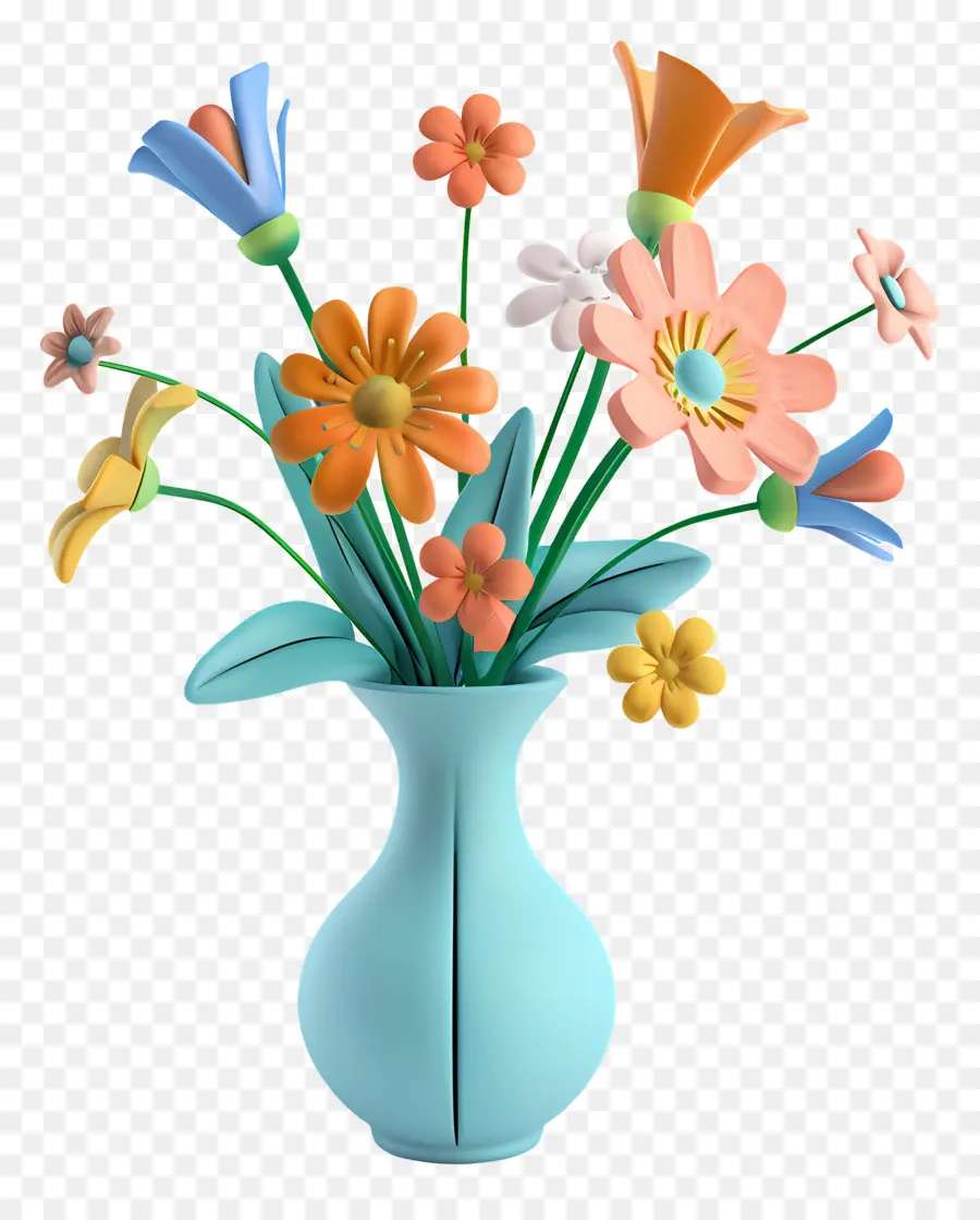 Fleurs Dans Un Vase，Bouquet De Fleurs Colorées PNG