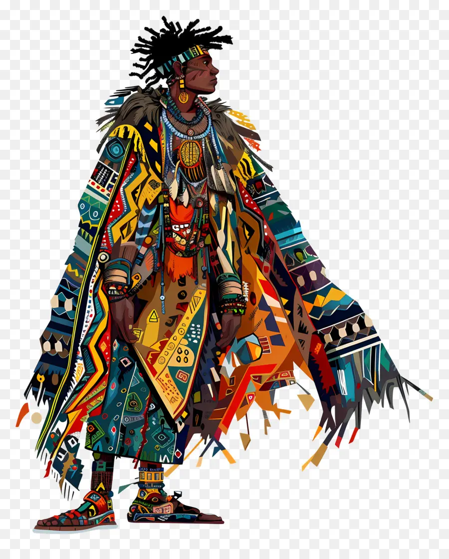 Guerrier Tribal，Homme Tribal Coloré PNG