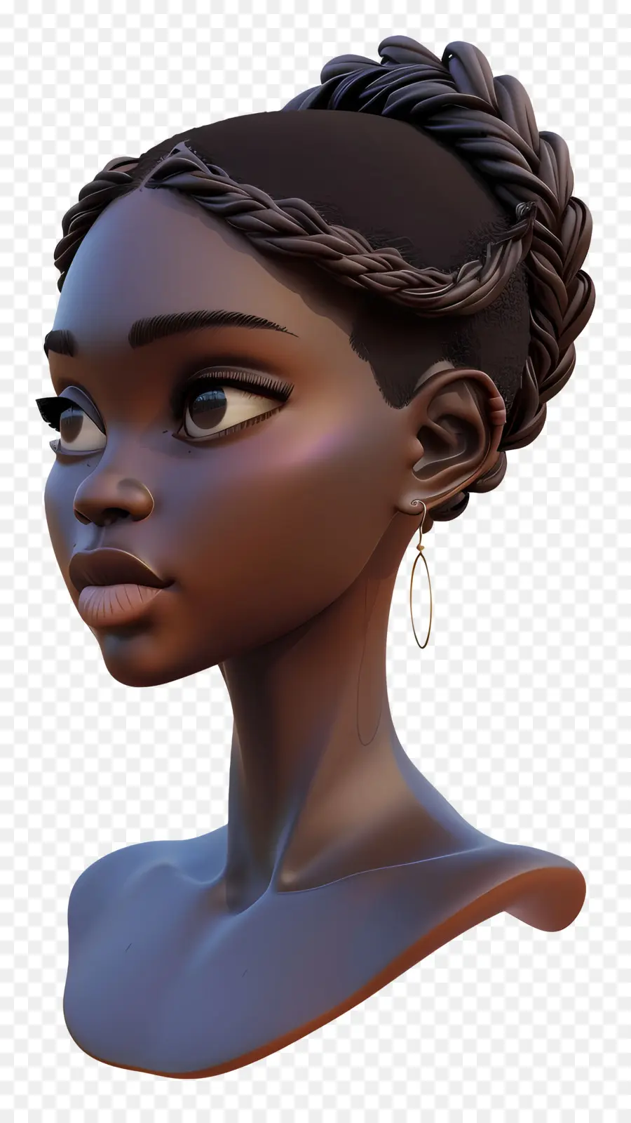 Femme Noire，Buste Féminin Modèle 3d PNG