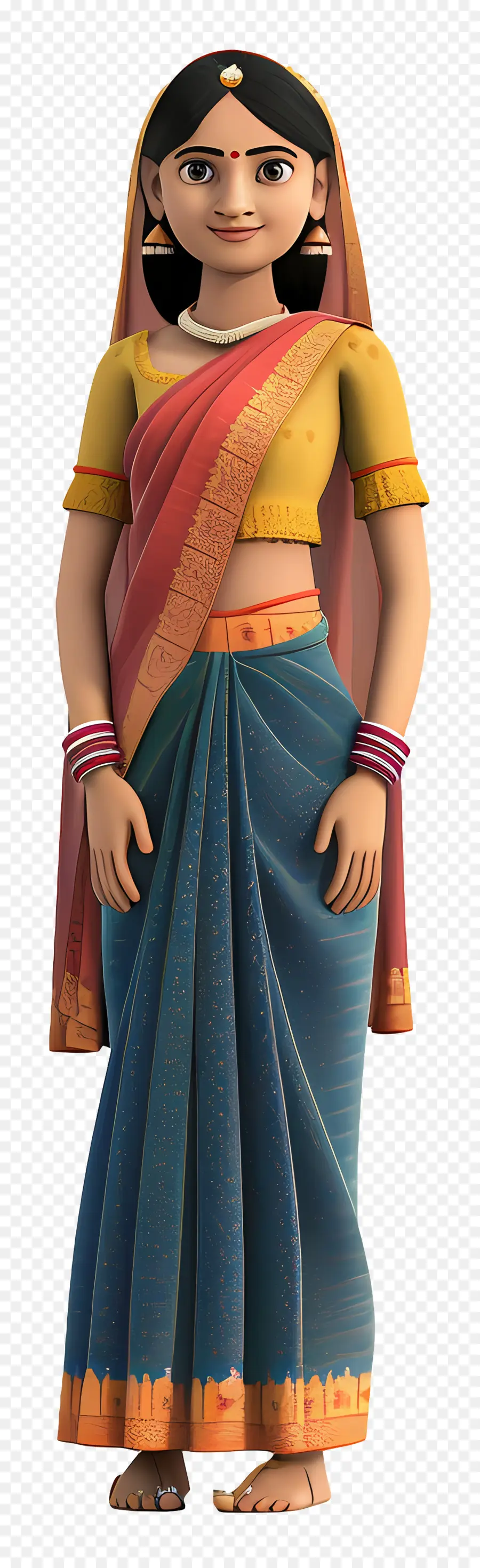 Femme Indienne Gujarati，Femme Traditionnelle En Sari PNG