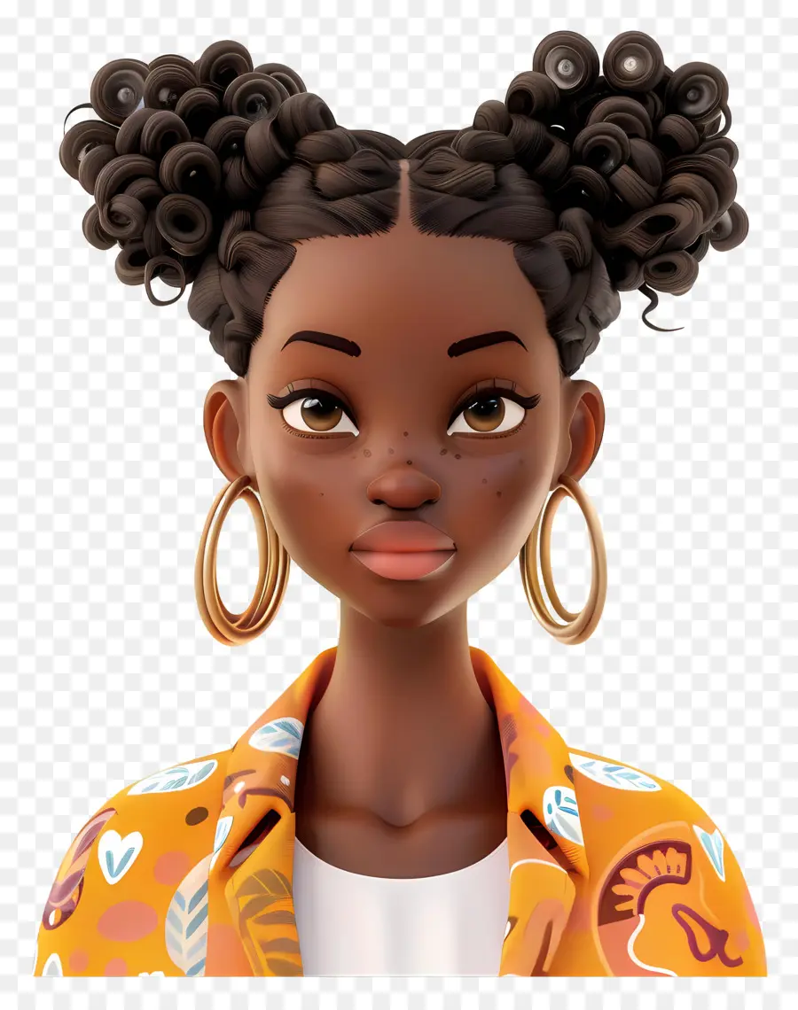 Femme Africaine，Fille Animée Aux Cheveux Bouclés PNG