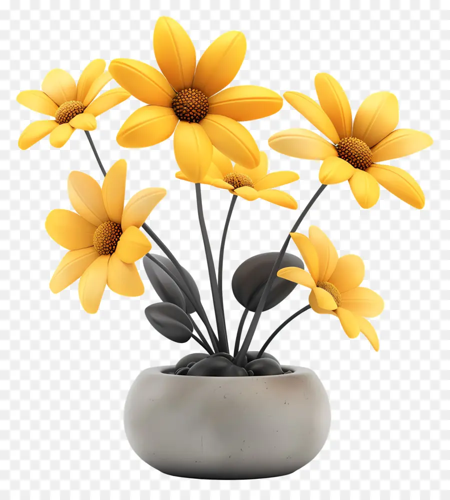 Fleurs Jaunes，Pot PNG