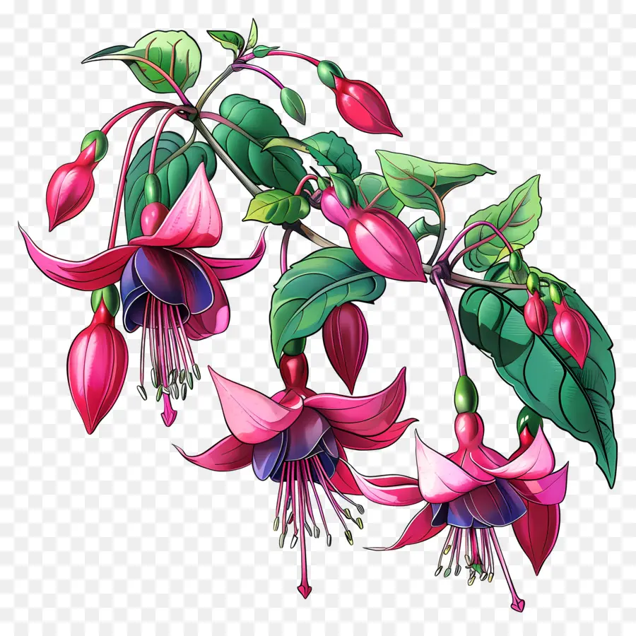 Fleurs Fuchsia，Fleurs Roses PNG