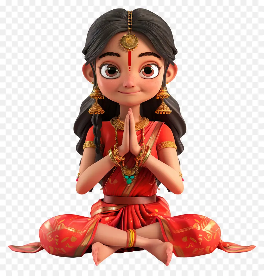 Fille Indienne，Fille En Costume Traditionnel PNG