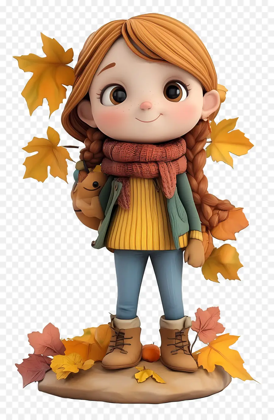 Fille D'automne，Feuilles PNG