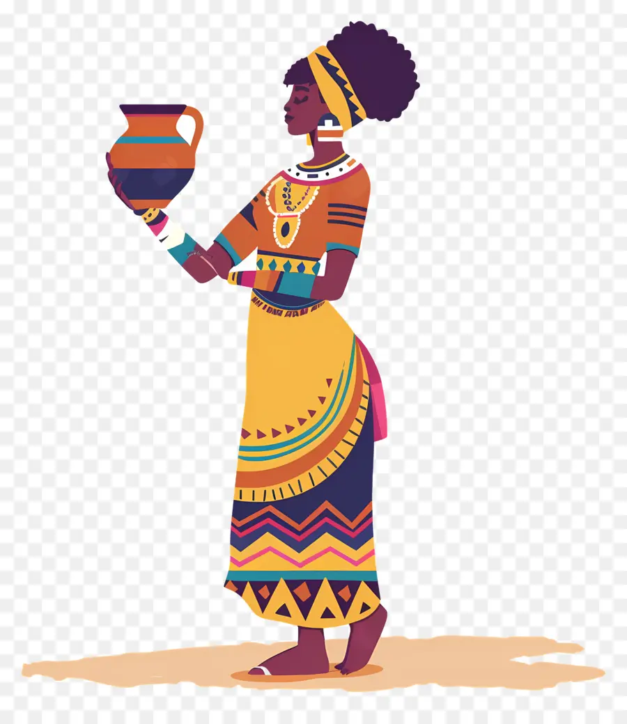 Femme Autochtone Africaine，Femme Avec Pot PNG