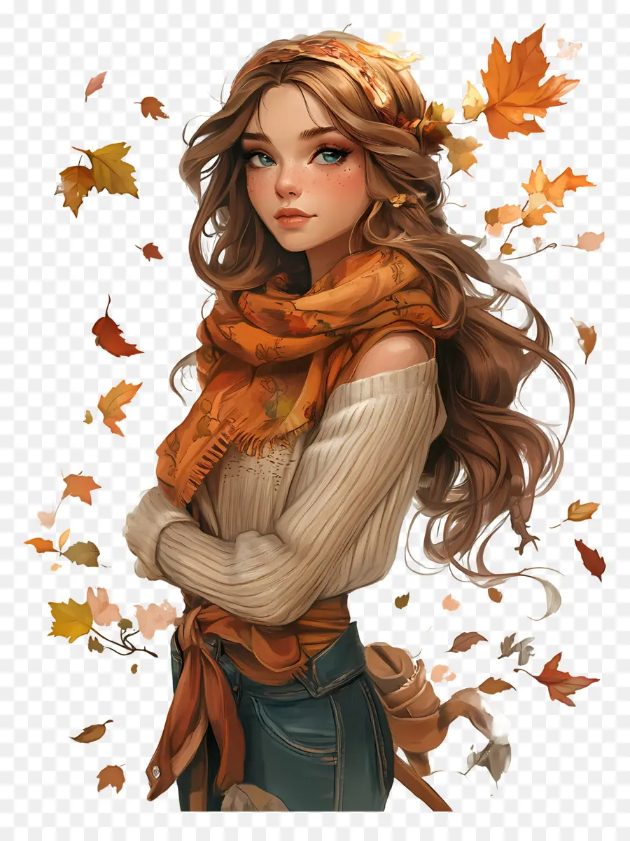 Fille D'automne，Automne PNG