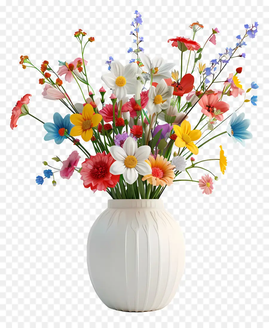 Fleurs Dans Un Vase，Bouquet De Fleurs Colorées PNG