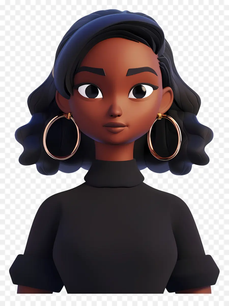 Femme Noire，Femme Avec Des Boucles D'oreilles PNG