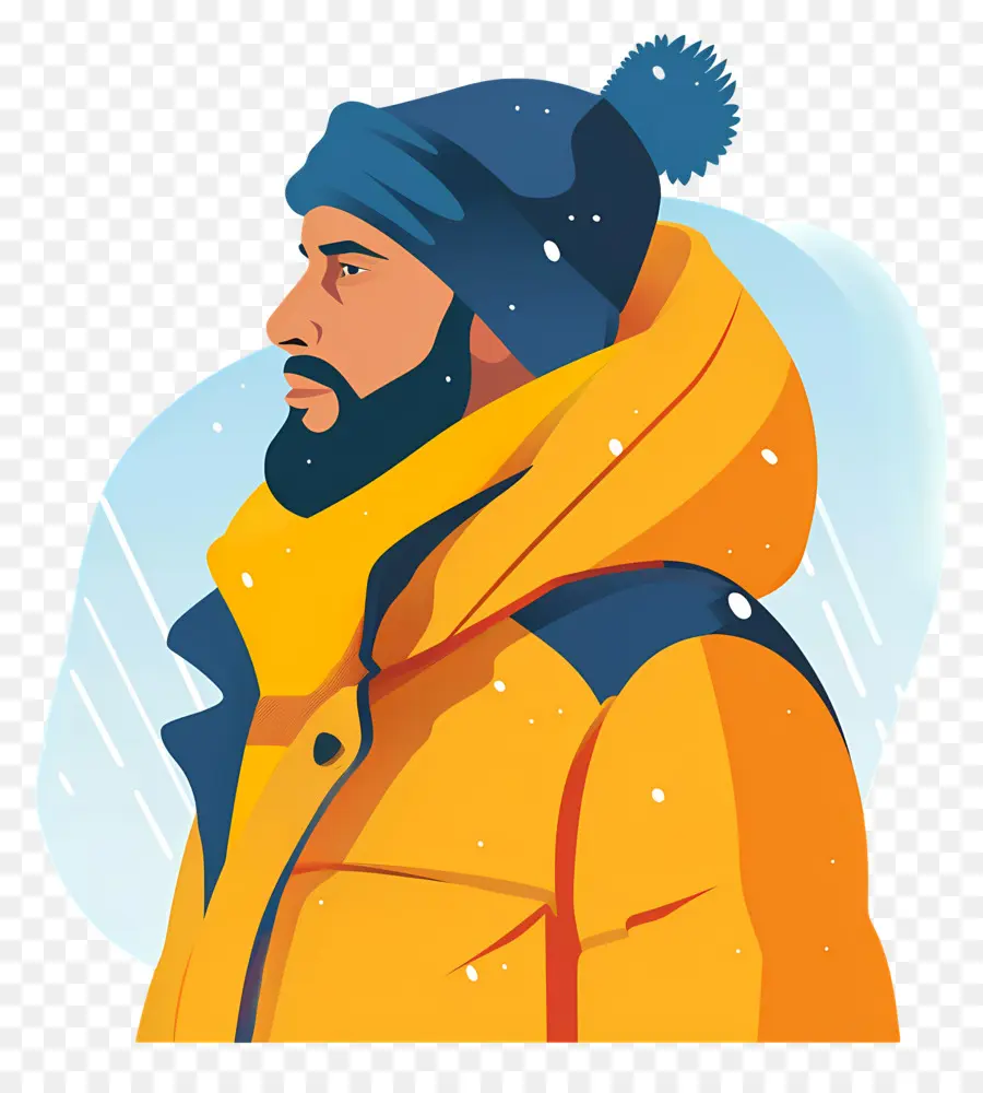 Homme Hiver，Homme En Veste Jaune PNG