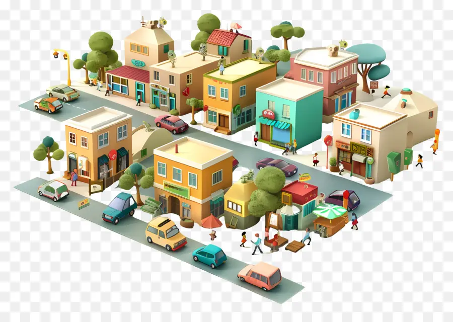 Petite Ville，Quartier De Dessin Animé PNG