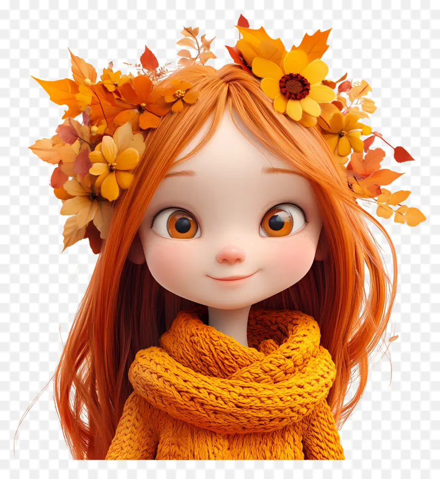 Fille D'automne，Fille Souriante PNG