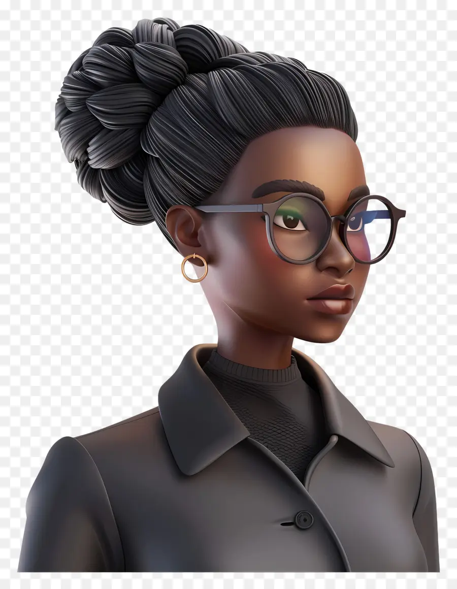 Femme Noire，Femme à Lunettes PNG