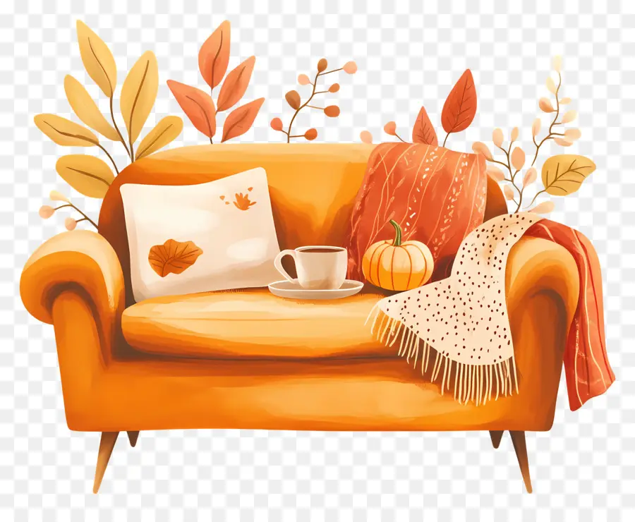 Automne Douillet，Canapé Confortable PNG