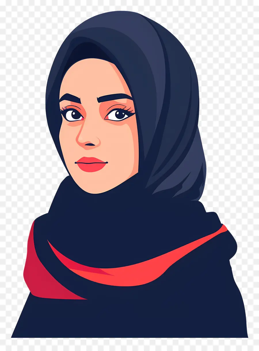 Fille De Dessin Animé Hijab，Femme En Hijab Rouge PNG