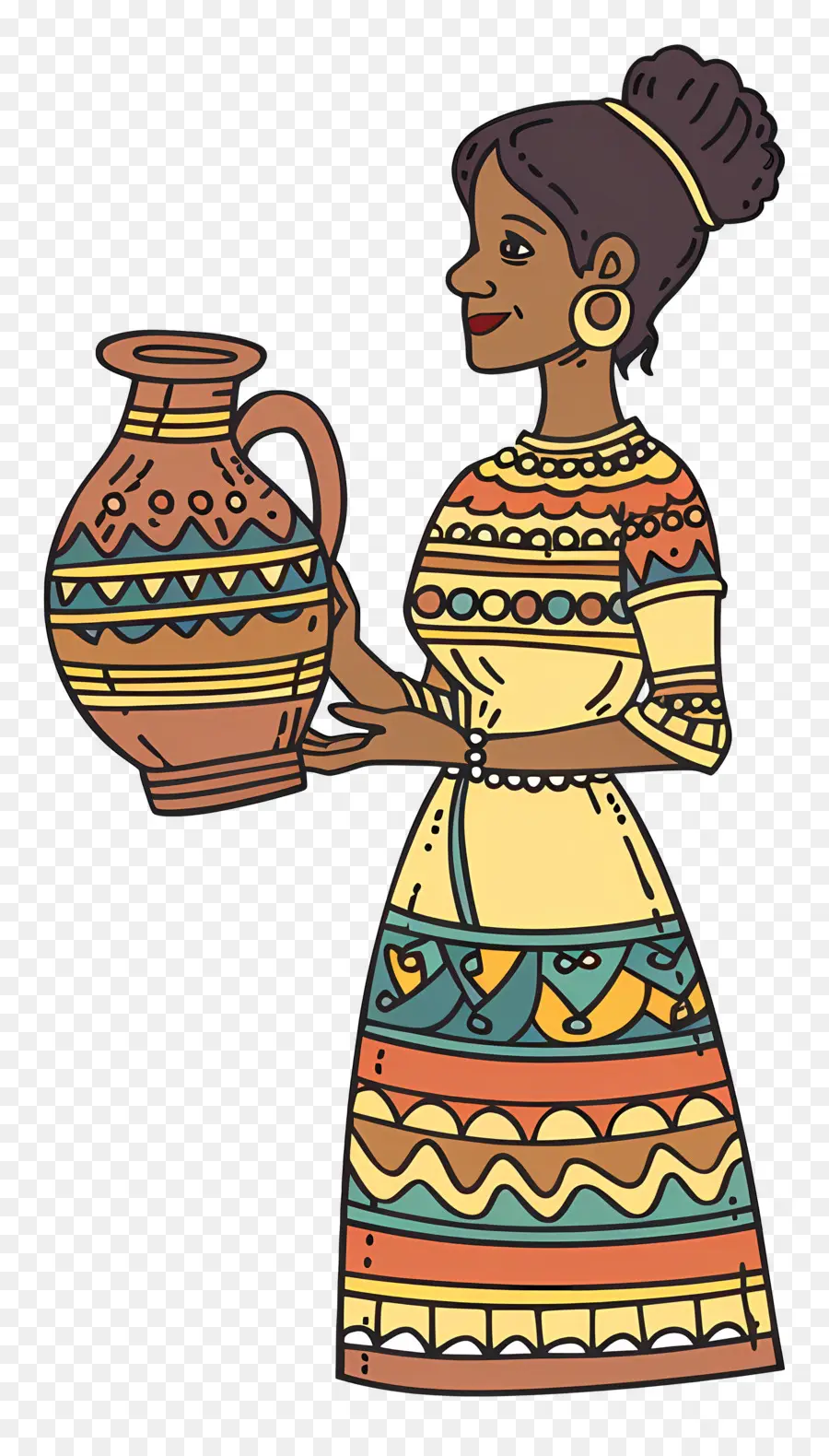 Femme Autochtone Africaine，Femme Avec Pot PNG