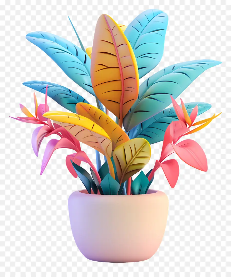 Plante Tropicale En Pot，Plante Colorée PNG