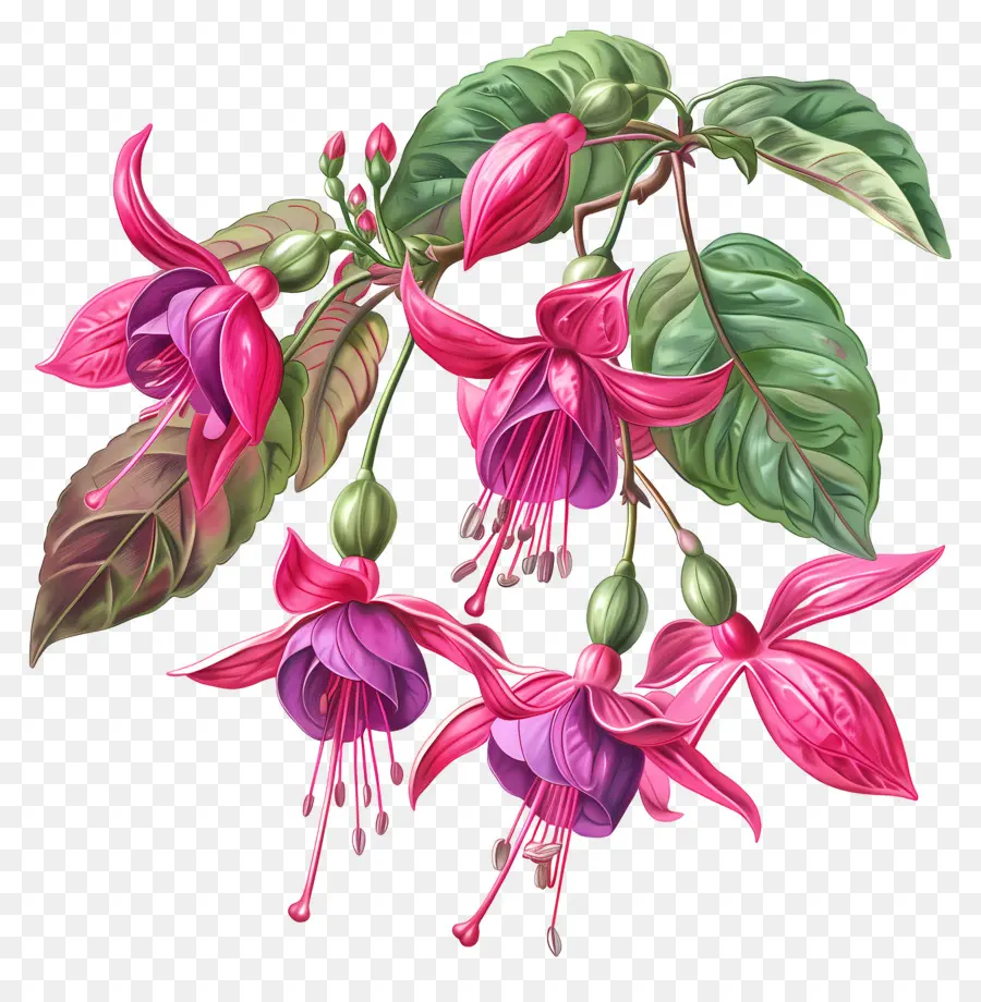 Fleurs Fuchsia，Fleurs Roses PNG