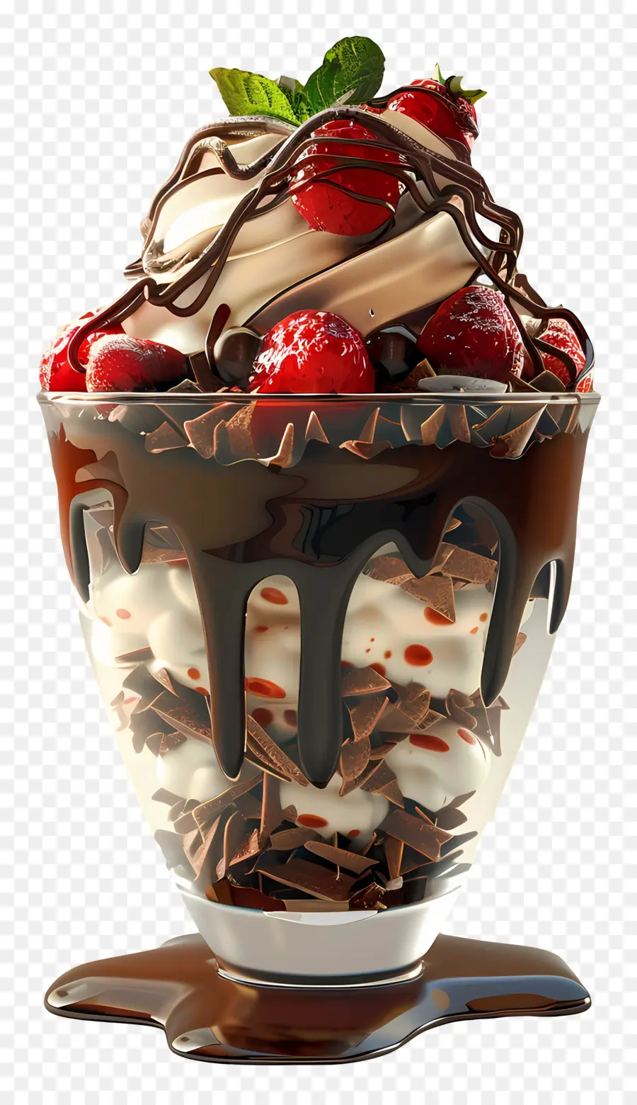 Parfait Au Chocolat，Coupe Glacée Aux Fraises PNG