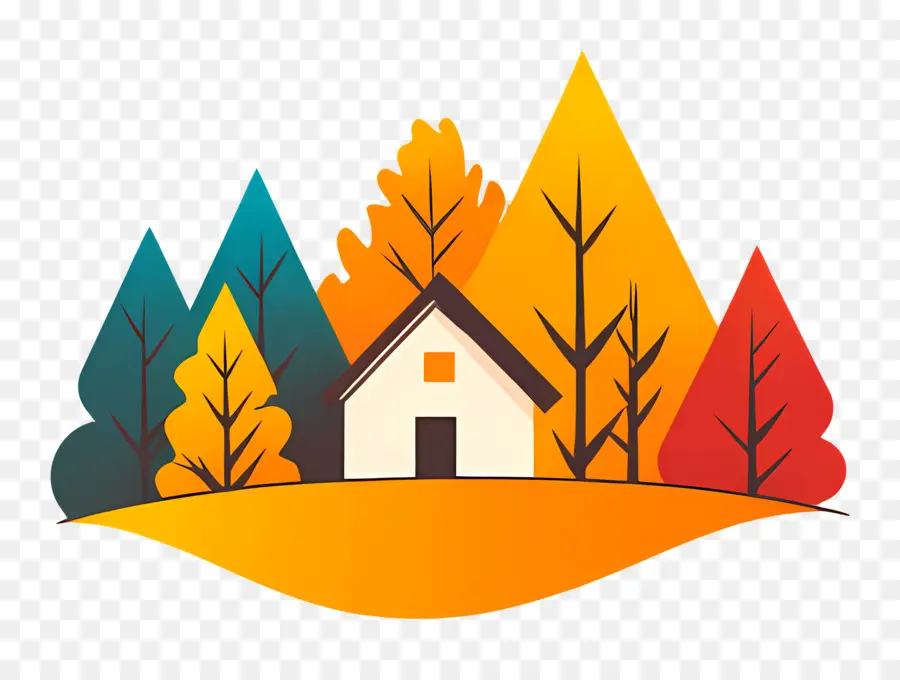 Automne Douillet，Petite Maison Mignonne De Griffonnage PNG