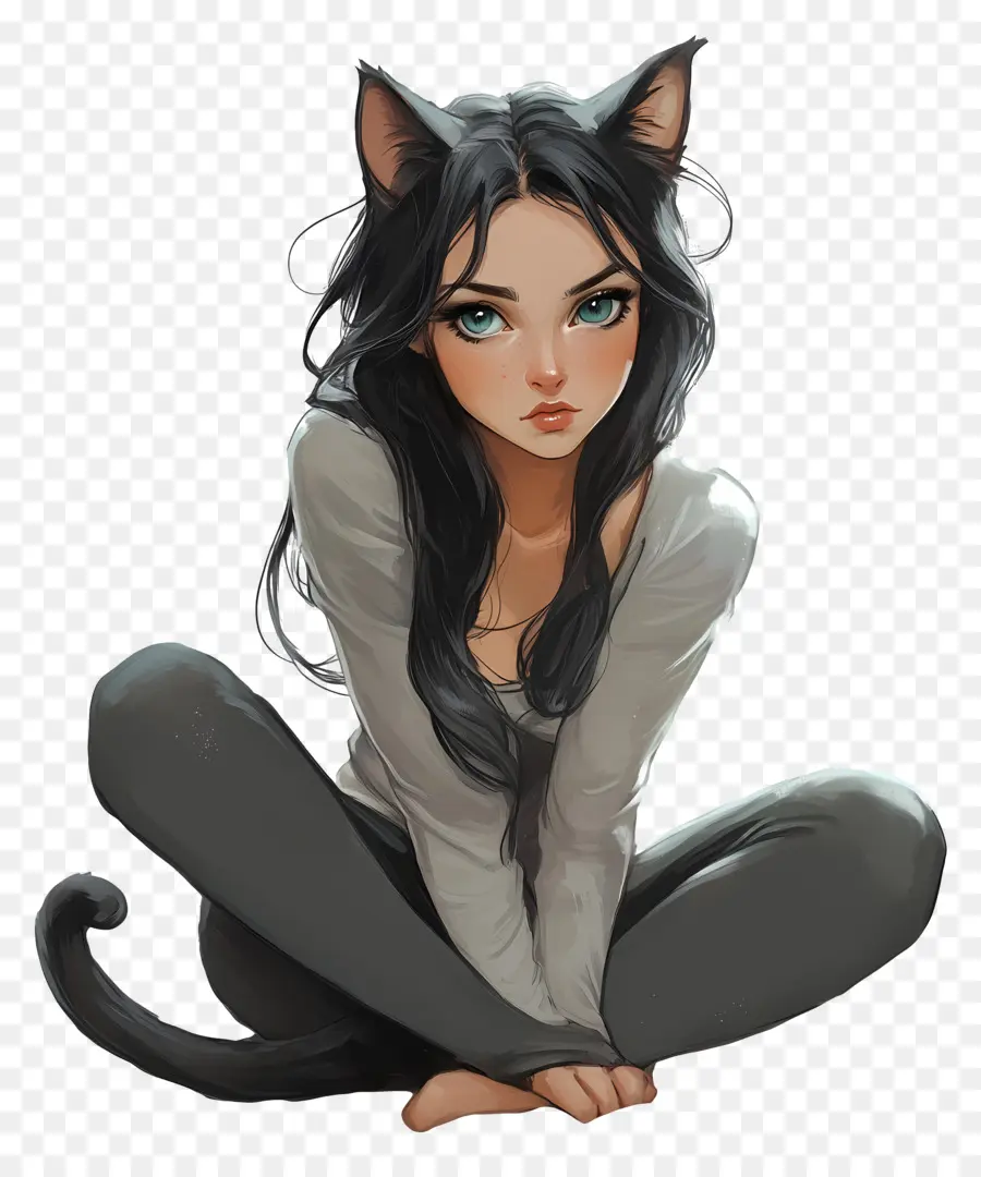 Fille Chat，Oreilles PNG