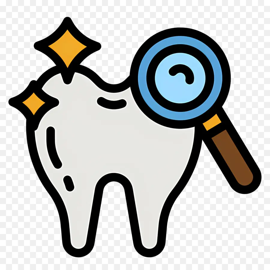 Vérification Des Dents，Dent Avec Loupe PNG