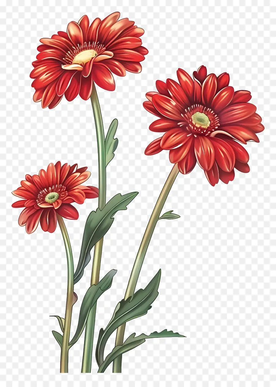 Fleurs De Gerberas，Fleurs Rouges PNG