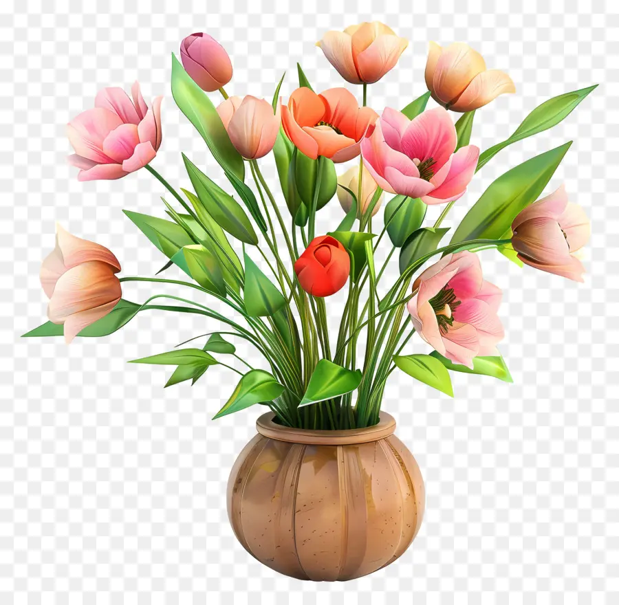 Fleurs Dans Un Vase，Bouquet De Fleurs Colorées PNG