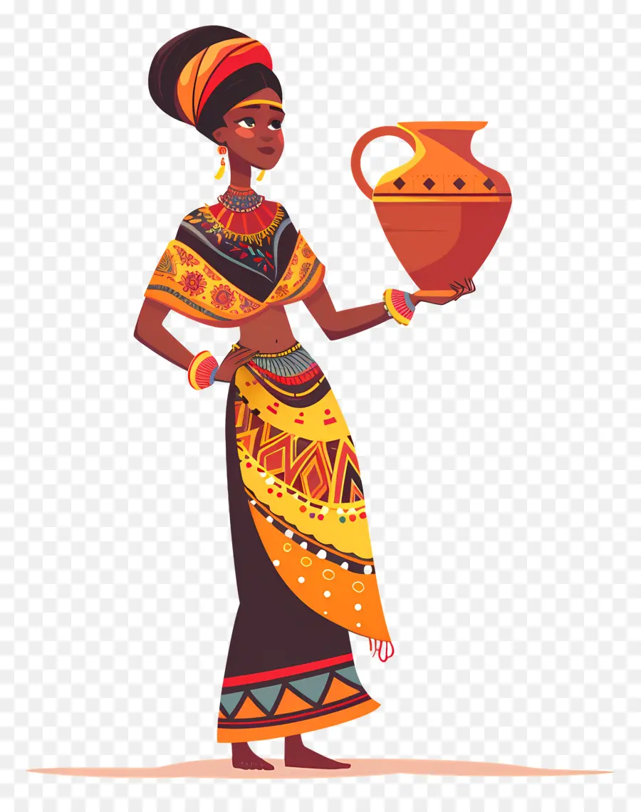 Femme Autochtone Africaine，Femme Avec Pot PNG