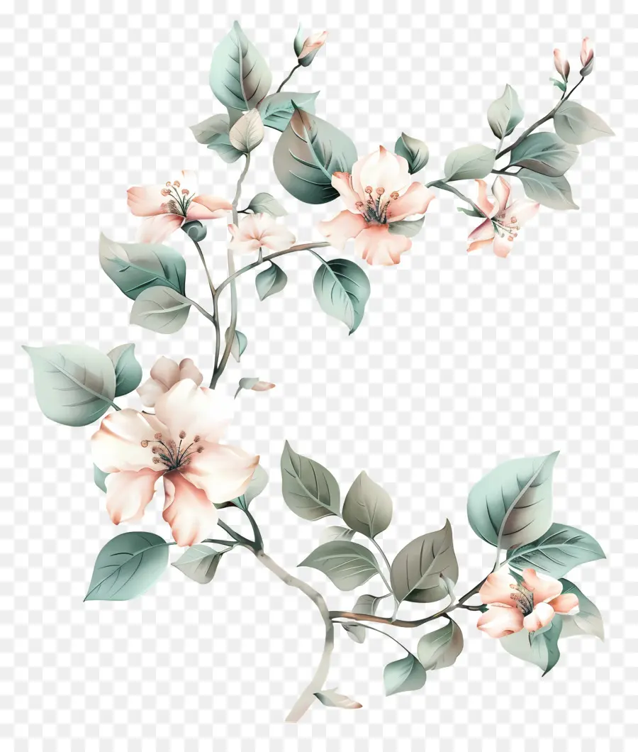 Fleurs Pastel，Branche De Fleurs PNG