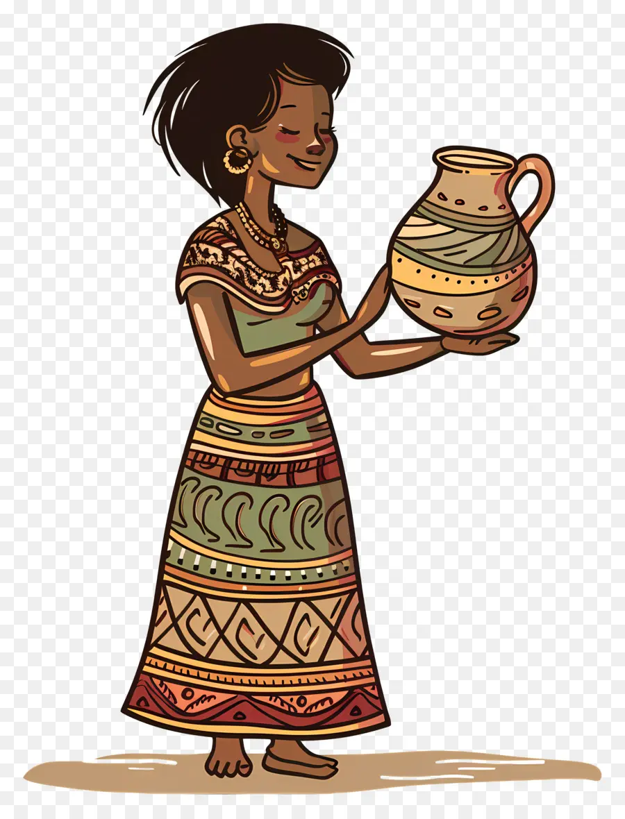 Femme Autochtone Africaine，Femme Avec Pot PNG