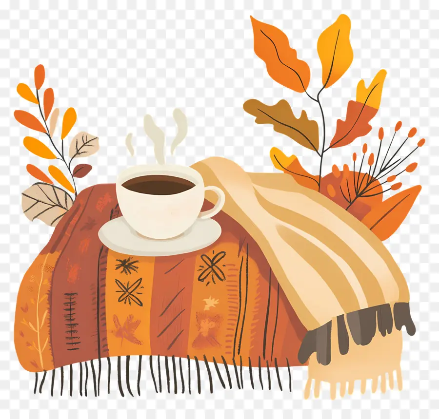 Automne Douillet，Café Et Couverture PNG