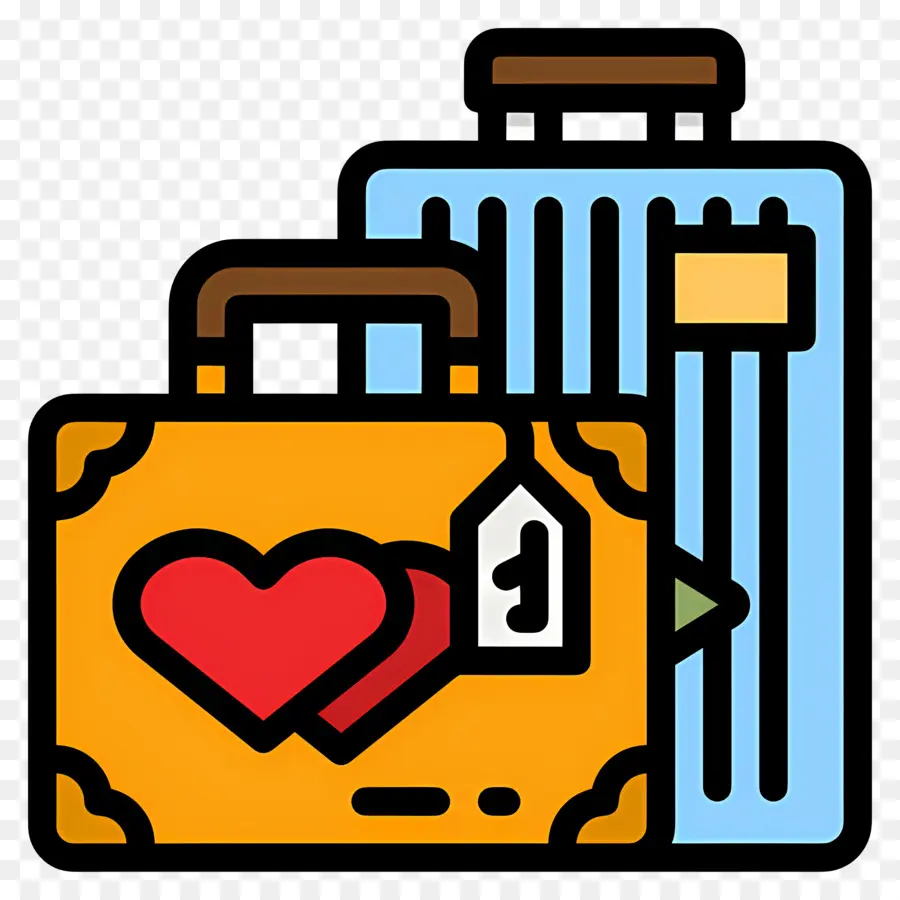 Bagages De Voyage，Valises Avec Coeur PNG